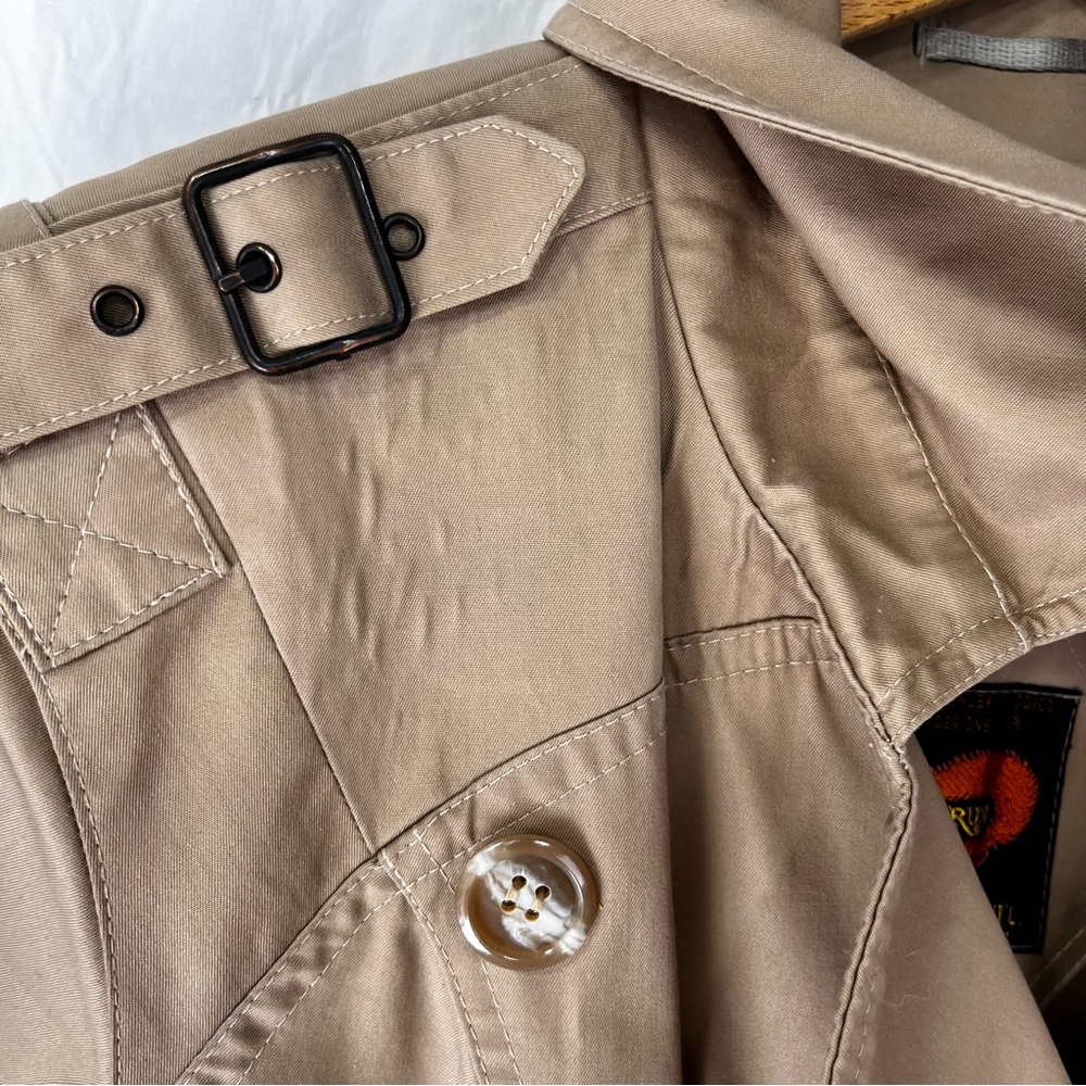 Vintage Trench Coat Women Medium Beige Fox Run By Little Foxes Int'l Yugoslavia - Picture 6 of 16